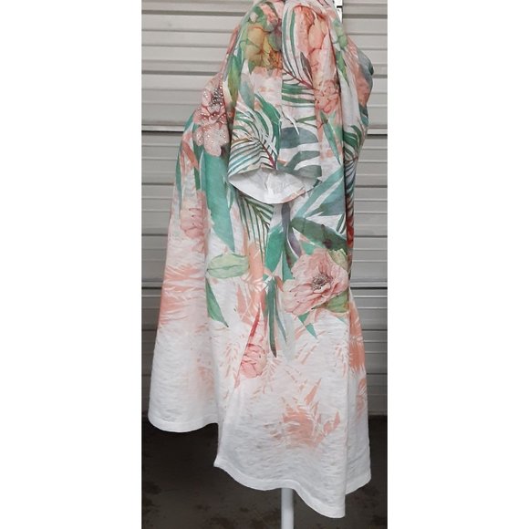 SJS Women's Short Sleeve Shirt Size 2x Floral Print - Picture 4 of 9